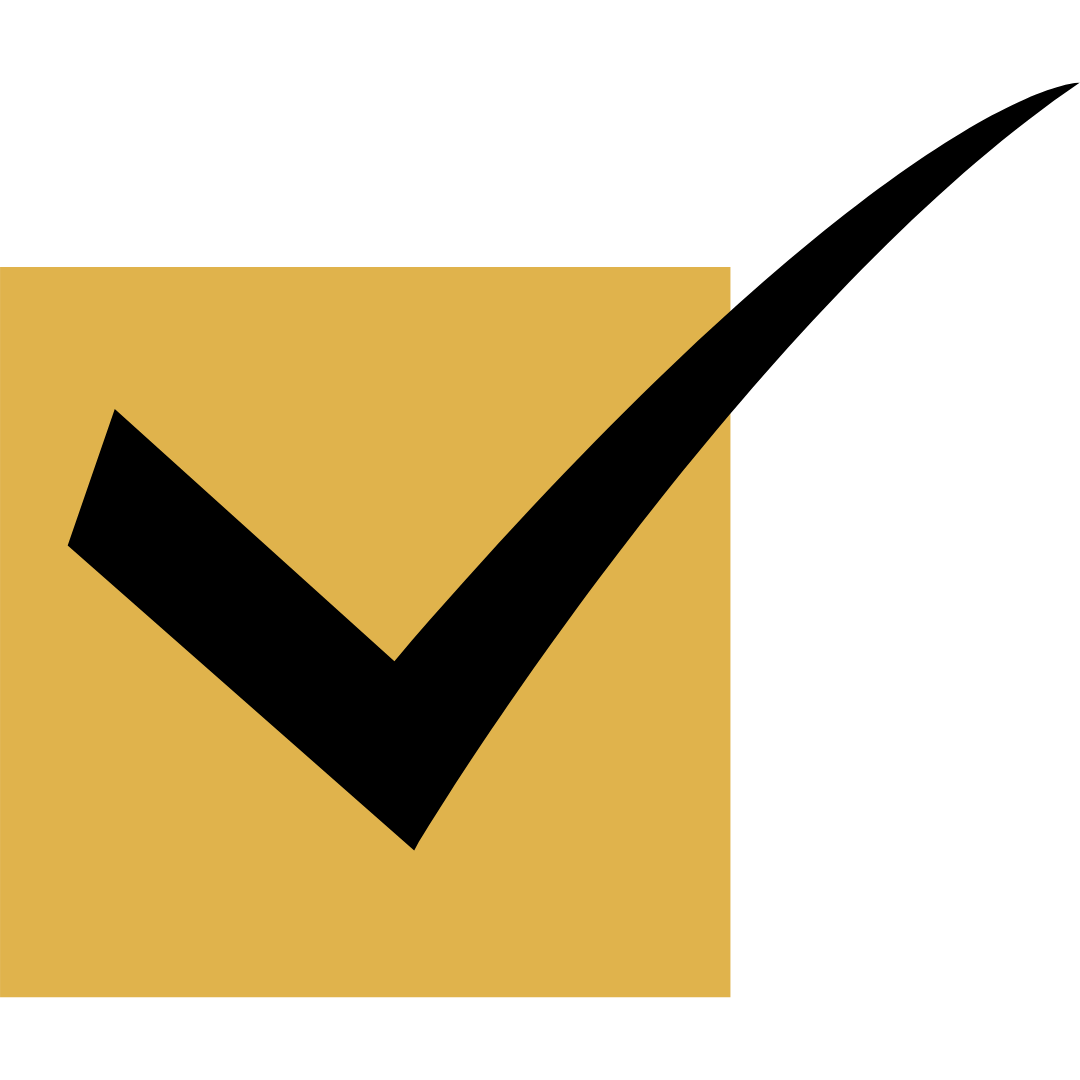 checkmark icon with a black checkmark over a gold square